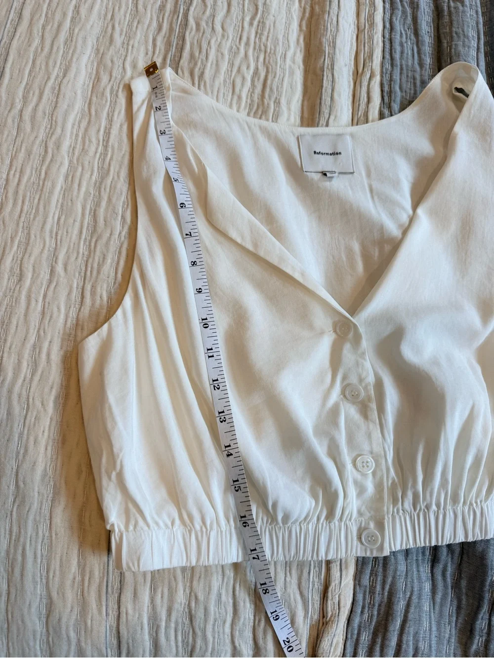 Reformation White Label Detail Cropped Blouse - Picture 9 of 12